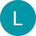 Ein runder blauer Hintergrund mit einem Buchstaben L.