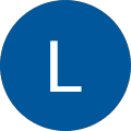 Blauer Kreis mit weißem Buchstaben L
